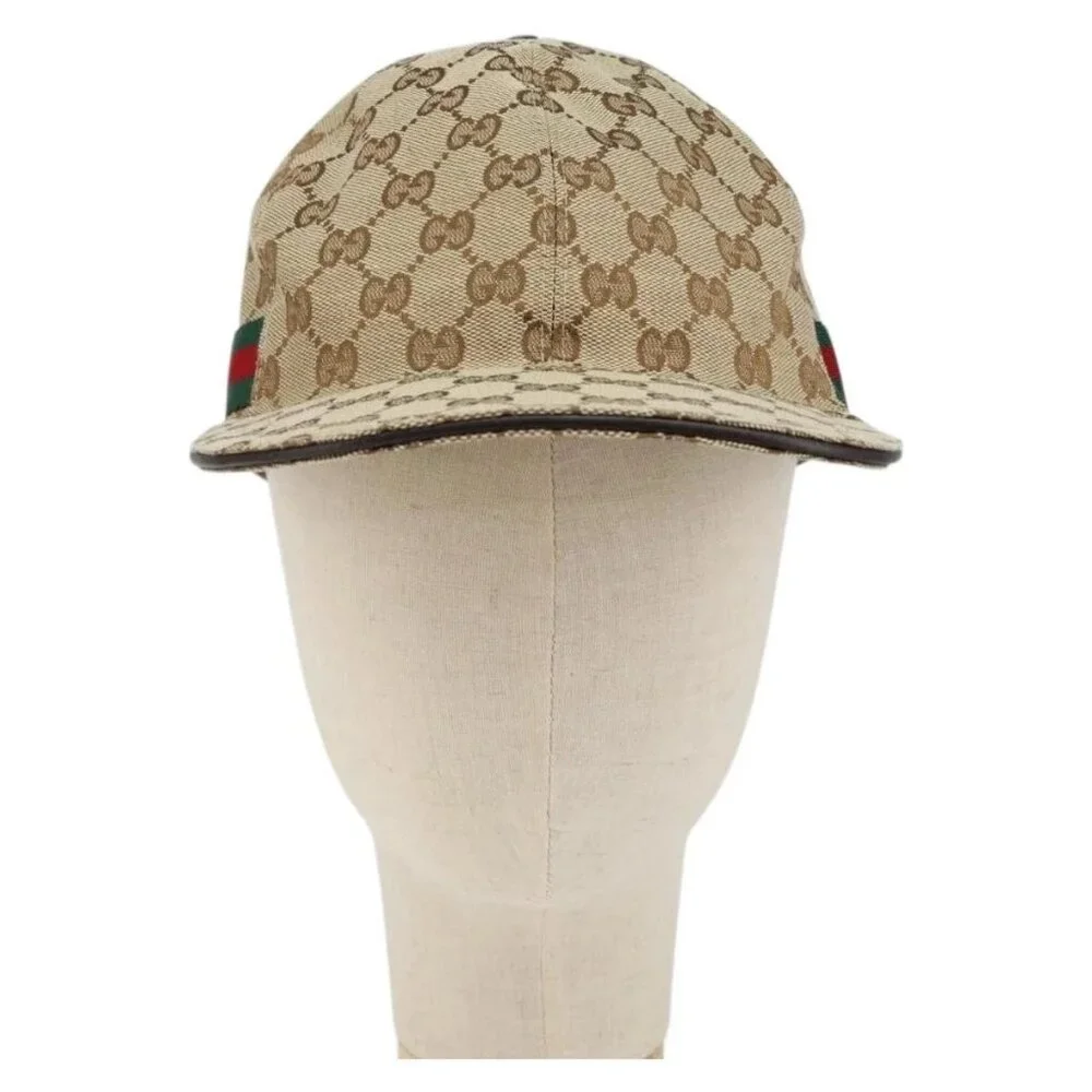 GUCCI GG Canvas baseball Cap M Beige Red Green 200035 Auth am9353 - Picture 2 of 14